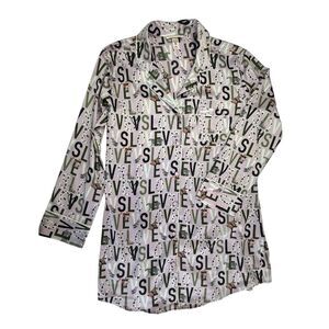 Victoria's Secret Sleep Shirt Pajamas Large Lavender Butterflies Leopard VS Love